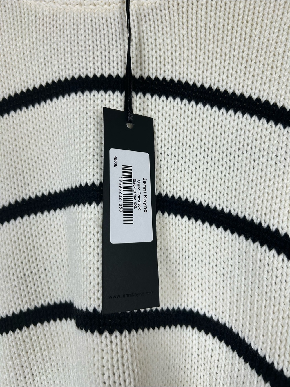 Jenni Kayne Chloe Striped 100% Cotton Crewneck Sweater Ivory Black NWT - Picture 7 of 14